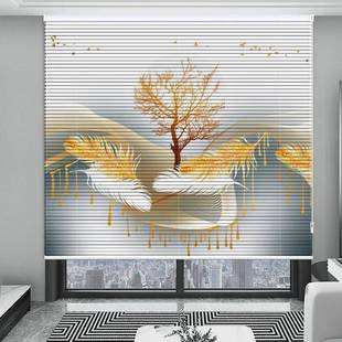 A52窗轻奢XJU铝百4叶免打孔安卷拉式 客厅卫生间印花 办公室窗帘装