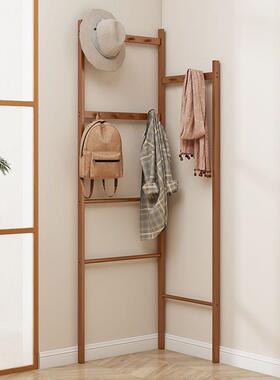 衣架落地卧AAQ室家用角落衣帽实收纳木不挂占空架间简易转角衣服