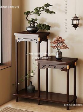 新中形式花架实木高低置PLV组合花架盆层景长方石头室内多花盆架