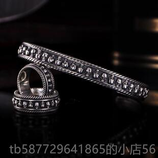 正品VUL镯CAN伏尔甘骷髅手男纯银网红机车行哈雷欧银美手工骷髅流