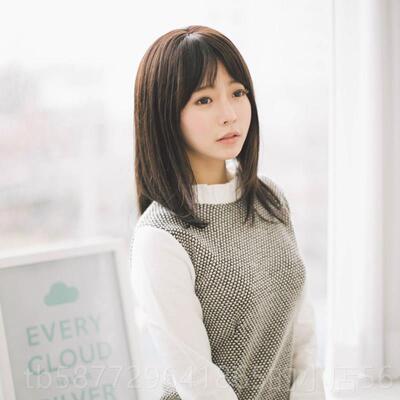 正品假发丝女中时长直发长 真发韩式尚齐刘海自然逼真发真人发假