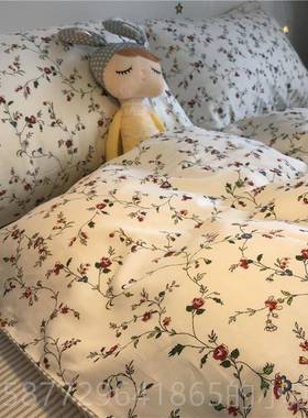 正品四美式田小碎花床上件套全纯棉被园套紫色棉文艺1.5m少女床单