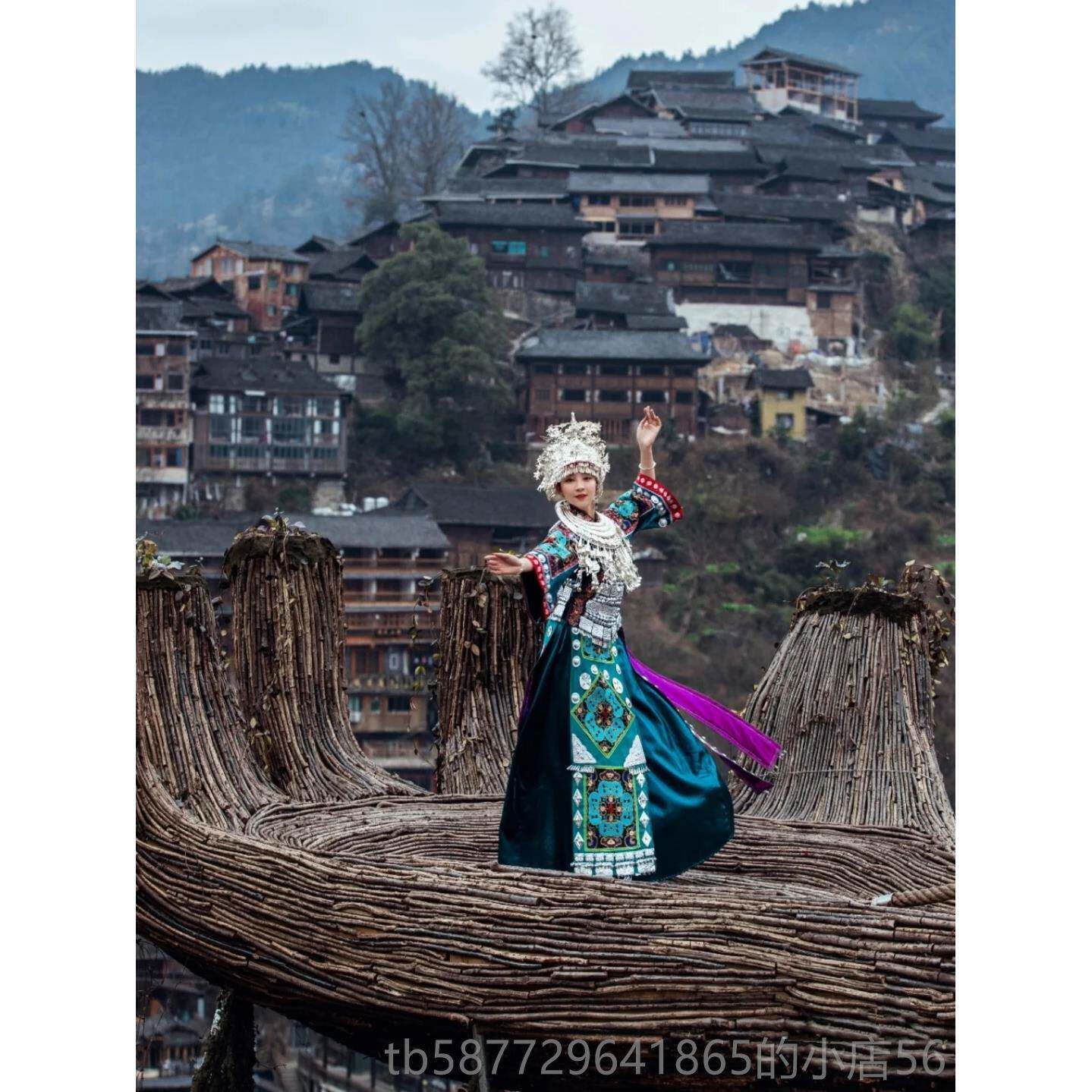 正品贵州苗族服饰苗银帽圈舞台演出子服主持项人歌手盛走秀手工装