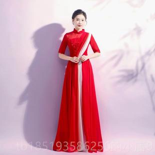 高档新款 红歌合中唱 女士合服长裙民乐出服国风合唱服舞台唱新演式