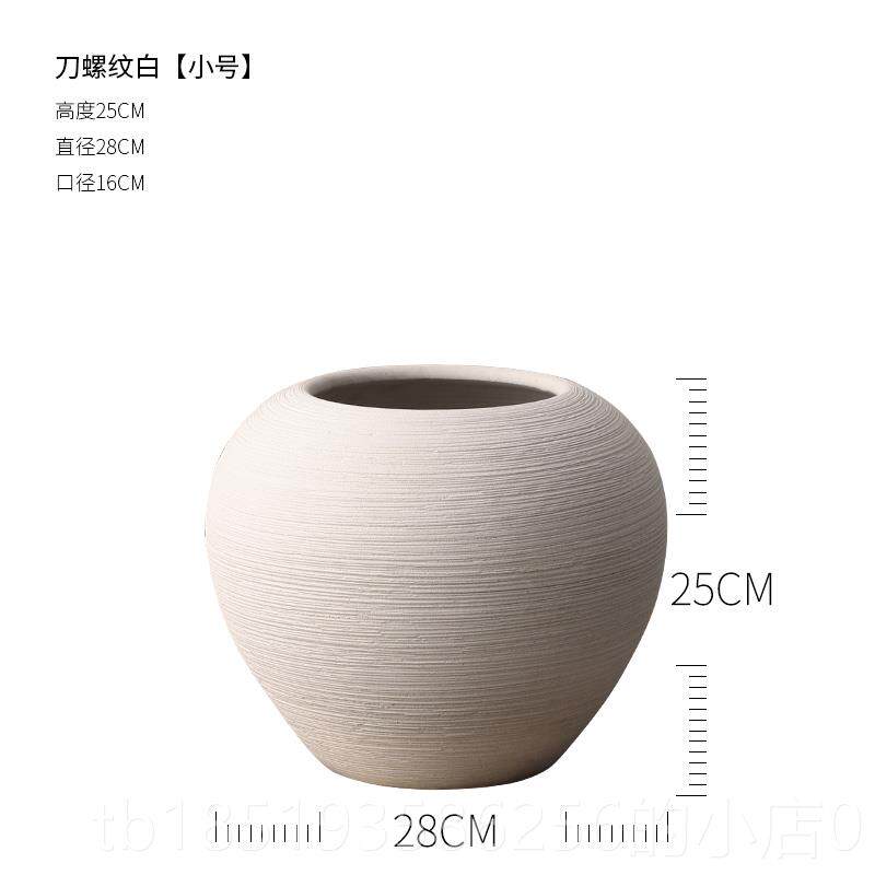 高档干花花瓶粗陶花盆工陶代瓷现简约水培客多肉北欧插花白色厅手