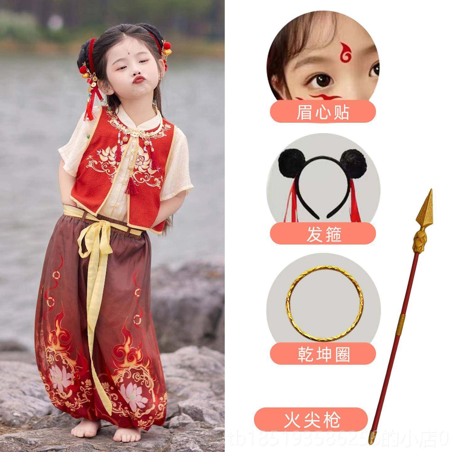 高档六一哪吒男小女袖同款短幼儿园哪吒表cos服动漫同演款全套演