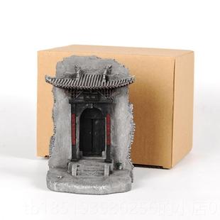 高档创意饰山西特色门楼桌建筑模型式 品摆件微观造景报 古典面中装