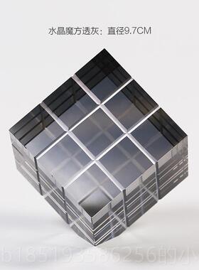 高档现代轻奢居水晶魔方件家简约客书房办公室桌面创意厅工艺品摆