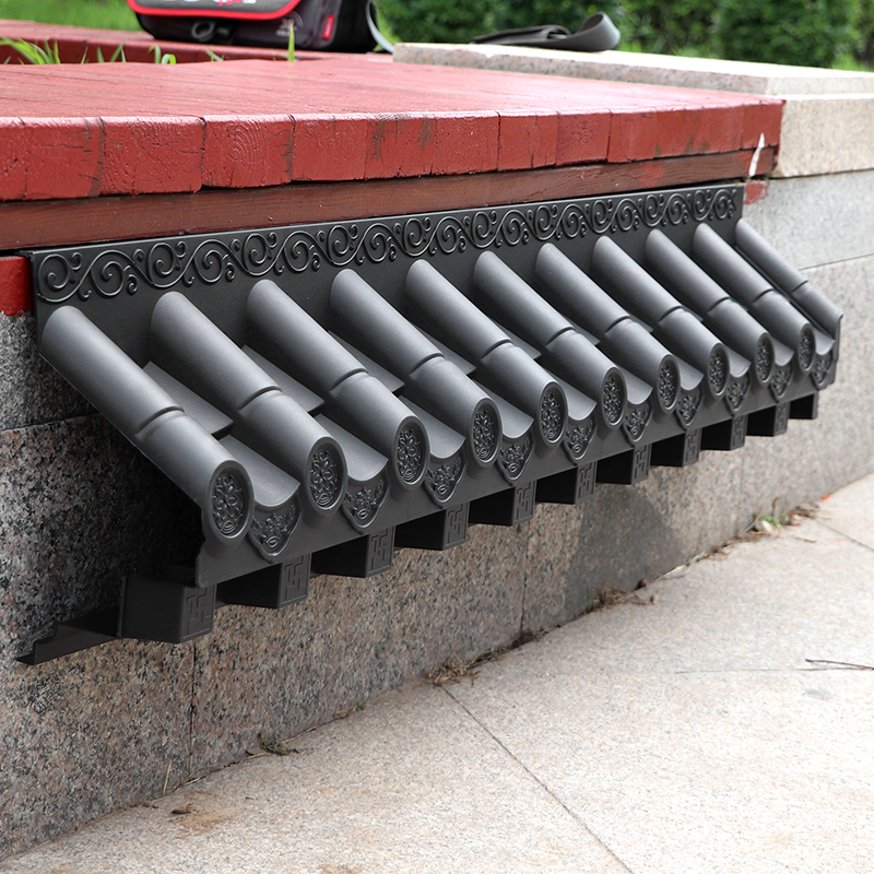 免架子立体仿古屋檐24cm中式一体复古塑料树脂瓦灰色墙面装饰挂件