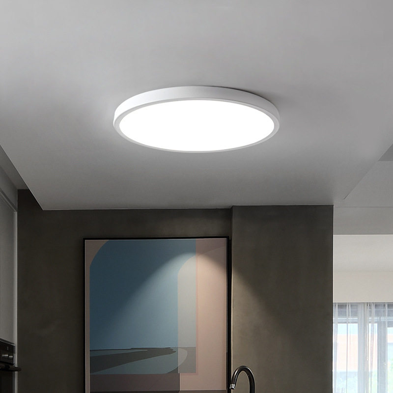 110V吸顶灯LED灯家用现代简约简易圆形客厅卧室明装白光超薄