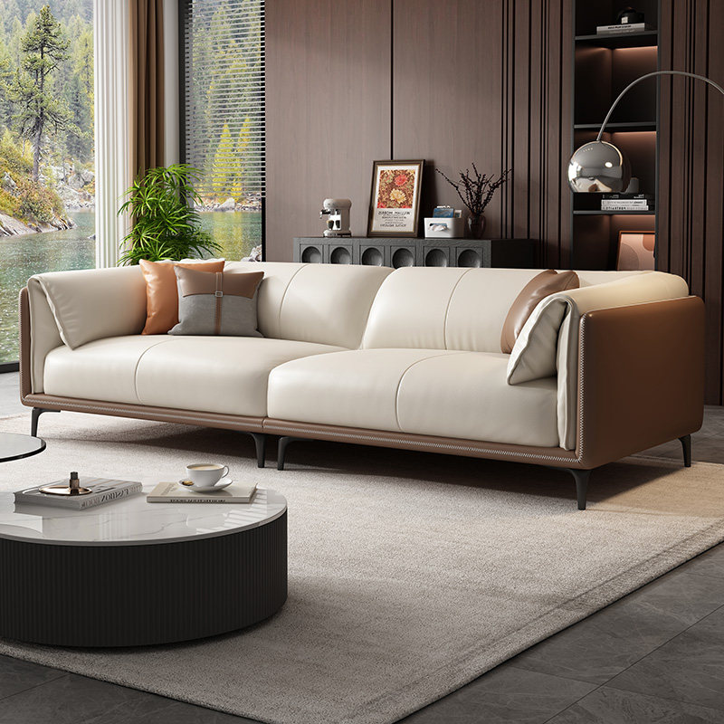 佐慕意式真皮沙发简约现代客厅小户型皮沙发大象耳朵沙发直排皮艺
