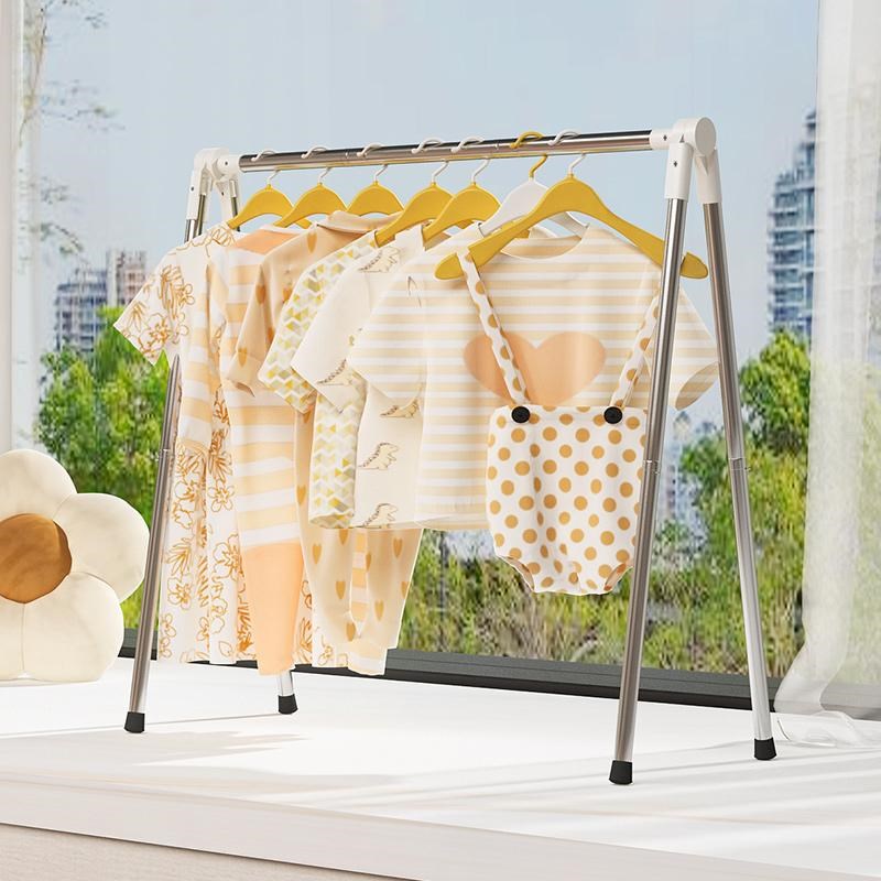 飘窗折叠晾衣架家用挂衣落地卧室内小型移动凉衣架杆阳台晒衣架子