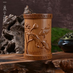 竹子茶筒单个六君子茶筒茶具配件茶则收纳筒君子筒茶道筒茶桶笔筒