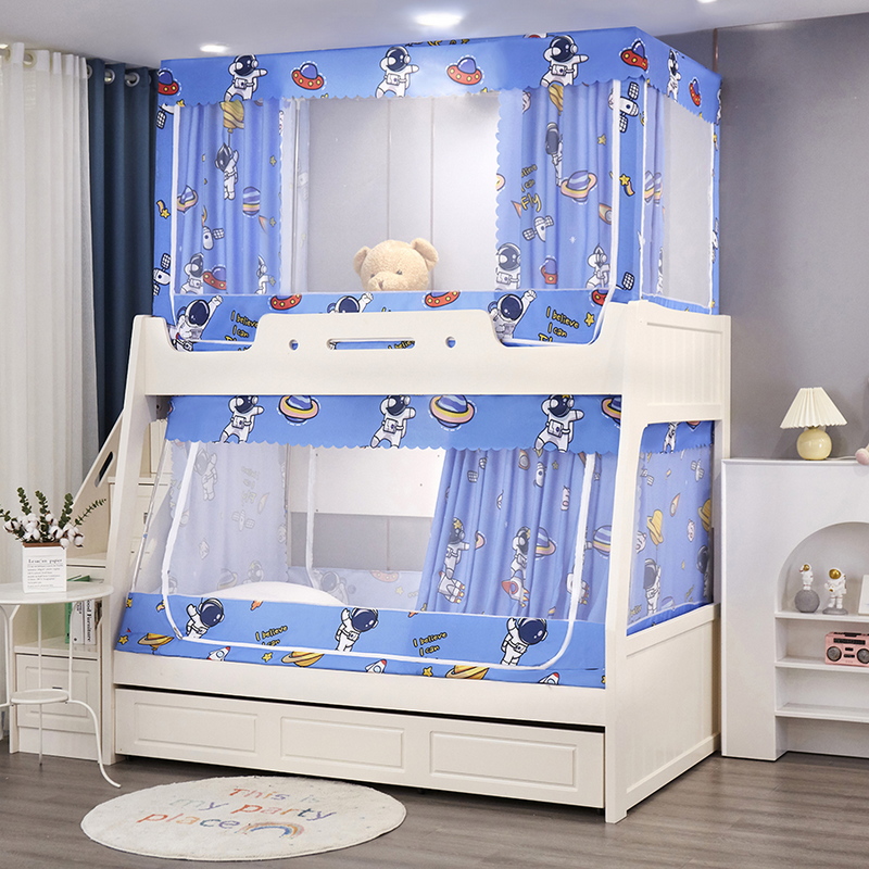 子母牀蚊帐遮光三门1.2上下铺1.5米书架款高低牀梯形儿童双层牀
