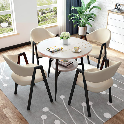 接待洽谈桌椅组合店铺会客休闲桌椅小户型办公室小圆桌餐桌