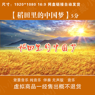 稻田里的中国梦配乐伴奏版怀念袁隆平青少年演讲朗诵舞台背景视频