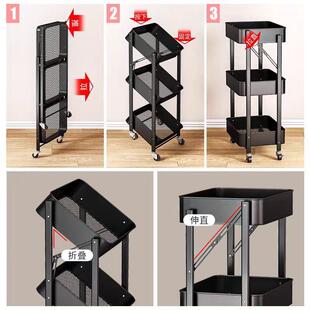 可折叠书架小车置厨物动架移SF-56531推动卧室零食架房收纳储物架