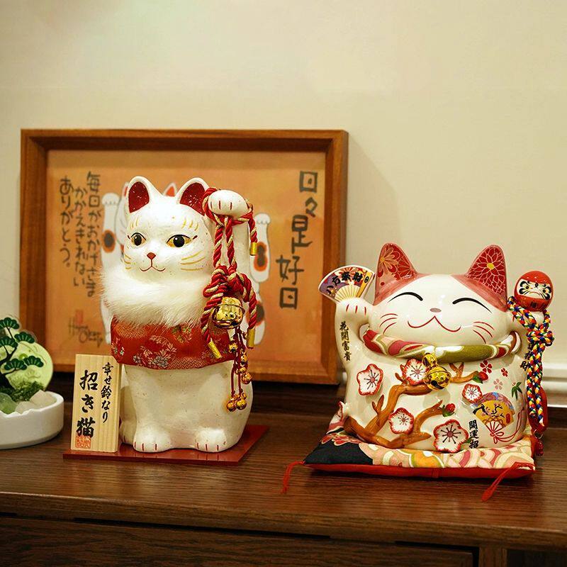 新家日本进口招财猫开业礼品装饰摆件店铺家居客厅玄关生日礼物