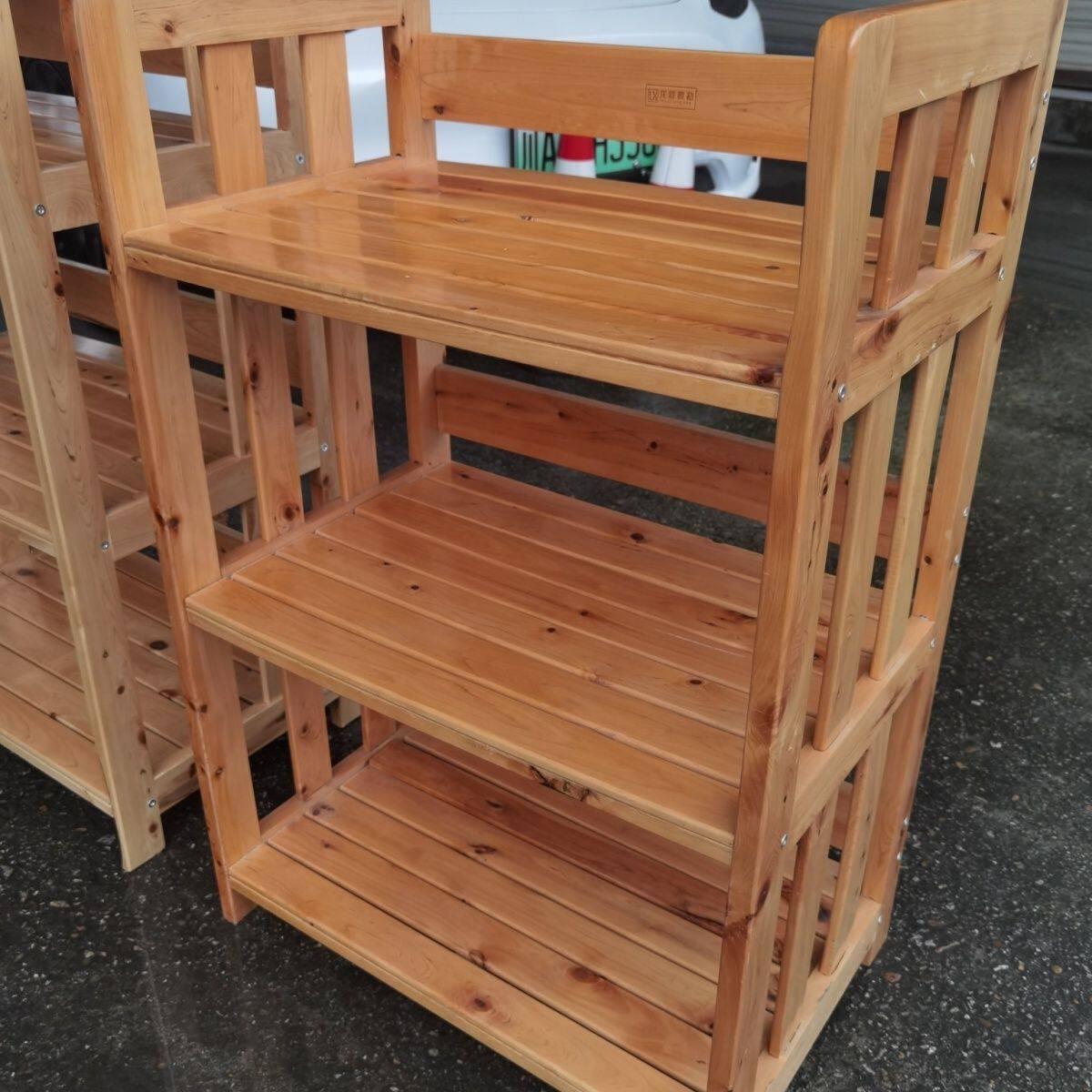 柏木家具家用柏木微波炉架置物架实木三层架四层架加厚两用架