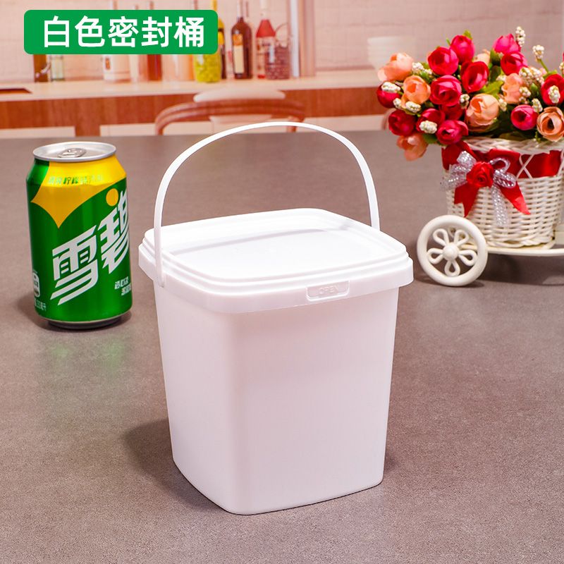 加厚收纳盒方桶透明塑料桶白色带盖手提耐用打包桶超厚水果桶盒装