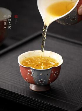 念云居手日式梅花作茶主人杯家用高端把玩茶器陶瓷OYV茗茶杯盏品