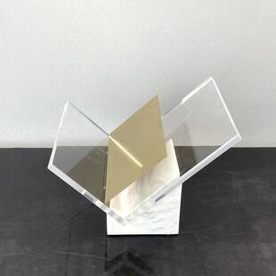 代简约大理石JNB亚克力书架书档书报夹软摆件志杂架售楼处装现饰