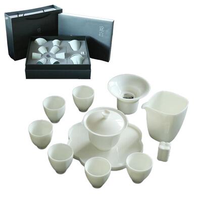 羊脂玉白玉瓷青瓷功32275夫长泡茶盖套碗茶陶瓷茶具装家用杯送辈