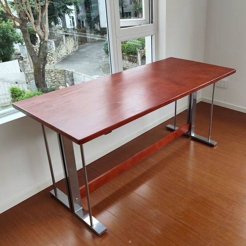 中古风铁艺实木餐桌家用小户型饭桌长方形办公桌子写字台复古餐桌