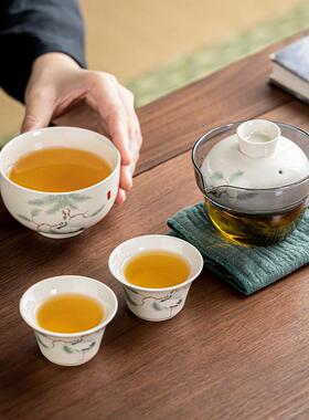 木灰杯旅行陶瓷茶具具快客40146茶草户外露营车载便携式1壶3杯泡