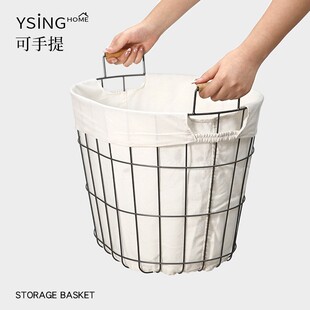 收铁艺衣篓家脏用脏衣服纳筐大容量带内衬金属网格家ltao1019庭衣