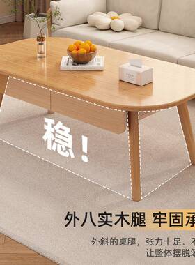 实茶几小户型全家用客厅简约桌子中木式长方形双层纳小CJ021401茶