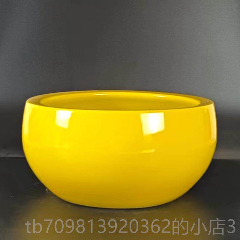 高档景德镇纯色摆瓷盆黄聚盆陶瓷件大号花盆五色宝土水缸瓷器陶罐