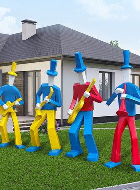 抽象音乐人摆件玻璃钢几何人像物雕塑校园城市广场酒店公园装饰品