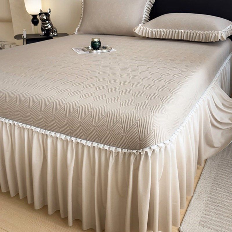 夏季凉感冰豆豆冰丝凉席床裙款三件套公主风床罩软席子带裙边床单,床上用品,冰丝席,淘宝优惠券,粉丝福利购,淘宝优惠卷