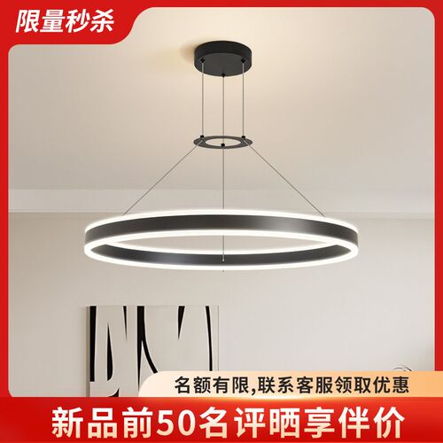 客厅吊灯现代简约卧室主灯极简主卧灯2024年新款圆环餐厅吊灯R055