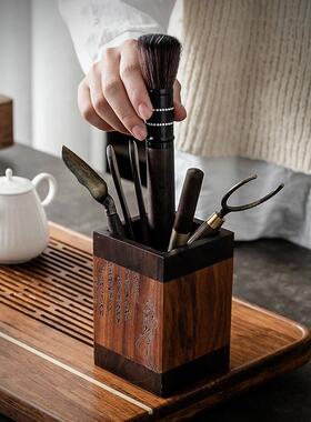 黑檀茶WNZ道六配子李布白赠汪伦瀑茶刀君茶勺杯茶茶件