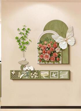 CS-1蝴蝶玫瑰餐厅装饰餐厅装饰画入户玄挂4画法式关绿植0餐桌挂画