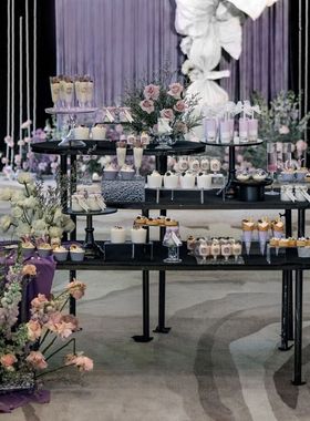 新款婚庆铁艺甜品台圆桌婚礼迎宾区布置橱窗摆件欧式复古蛋糕台架
