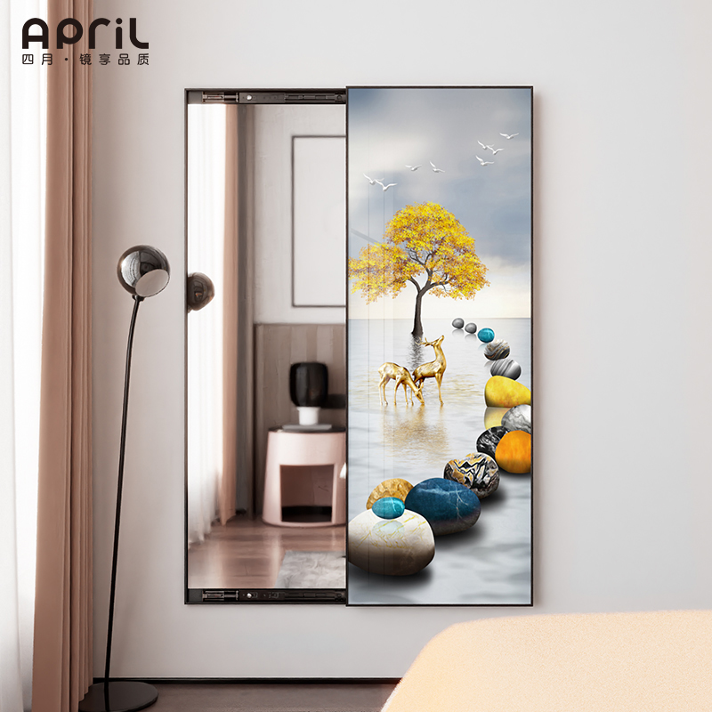 隐形穿衣镜卧室门口悬挂抽拉隐藏式全身镜子家用壁挂衣帽间试衣镜