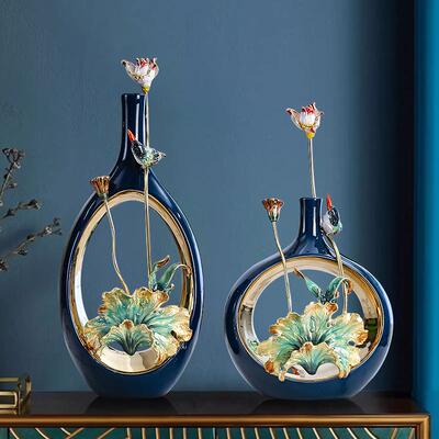 珐荷琅彩XC-00239花花瓶摆件陶瓷花花瓶插花器干花鲜花瓷器客厅桌