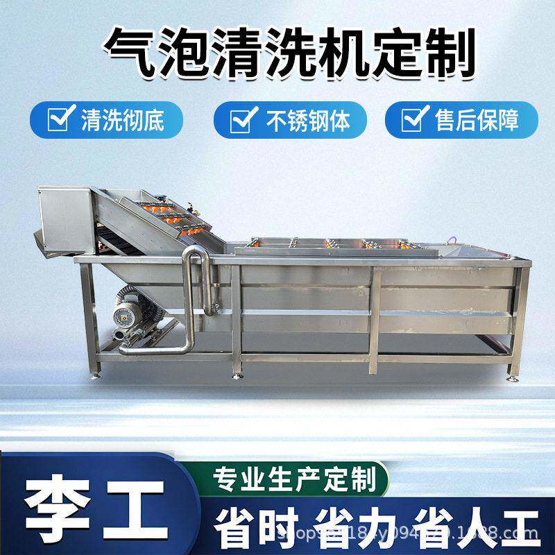 网带式气泡清洗机速冻干果鼓浪清洗设备草莓气泡清洗机