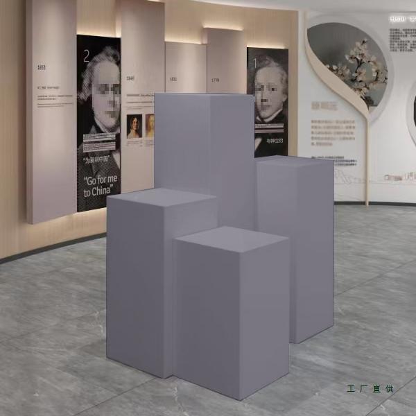 台展台XLI展示台橱窗长方木制烤模特灰色底座商体业漆陈列地高低