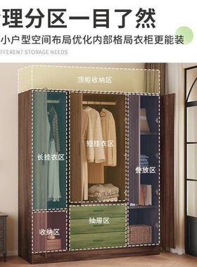 家用衣柜卧室大简约DJC济衣柜小户型出物租房屋用经型储收纳儿童