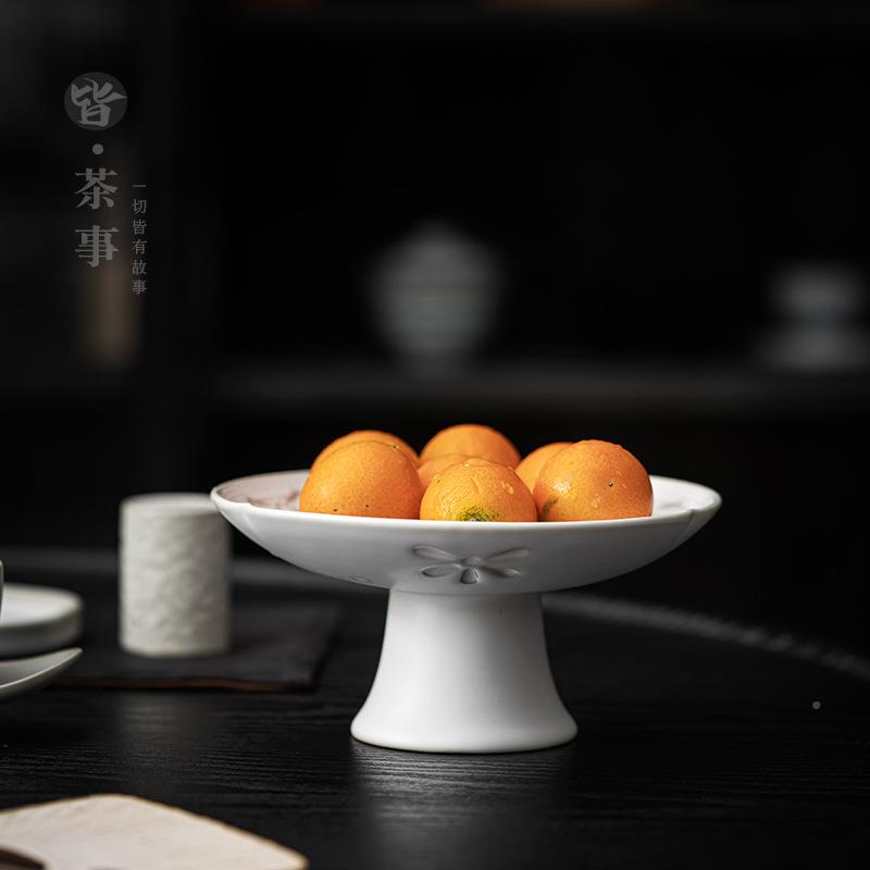 高脚茶点盘新中式奉复古陶瓷家用创道意茶干果盘小碟供cdp-0230吃