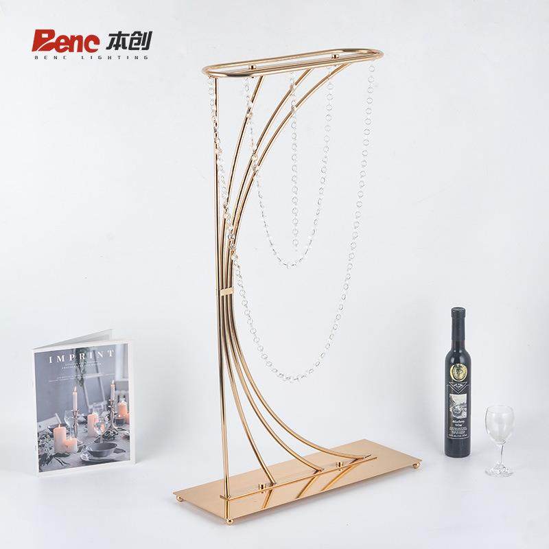 婚庆道方形铁花器主桌装饰花器签到台插水晶桌花器皿艺QBN花具架