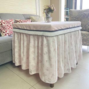 新款 纯色蕾茶保险柜罩简几约炉风长TTqrhmxr方形烤火罩套餐丝桌布