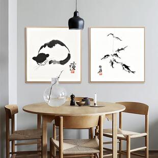 齐白石闲趣新中式QZ202009客厅挂画鱼中国风水墨猫咪装画茶室玄饰