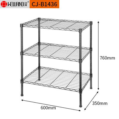 商热推三层喷粉黑色网线层架电家用竹管落节CJ-B1436地储物厨房置