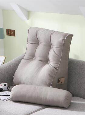 588简约纯色带头枕S大靠背bG6bjDYQ可调节床头三靠角靠枕飘窗沙发