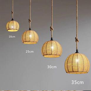 复古灯920日式麻绳创餐意个中式厅性茶室仿古艺术吧台长线吊灯